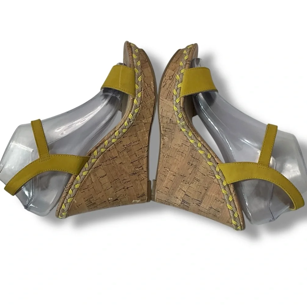 Me Too Yellow Montana Cork Wedge Sandals